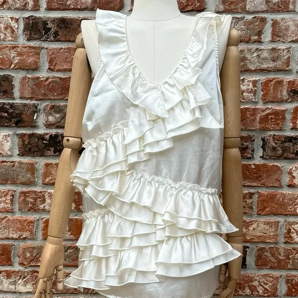 Romeo & Juliet Couture ruffled ivory satin blouse / L / Excellent condition - Picture 3 of 15